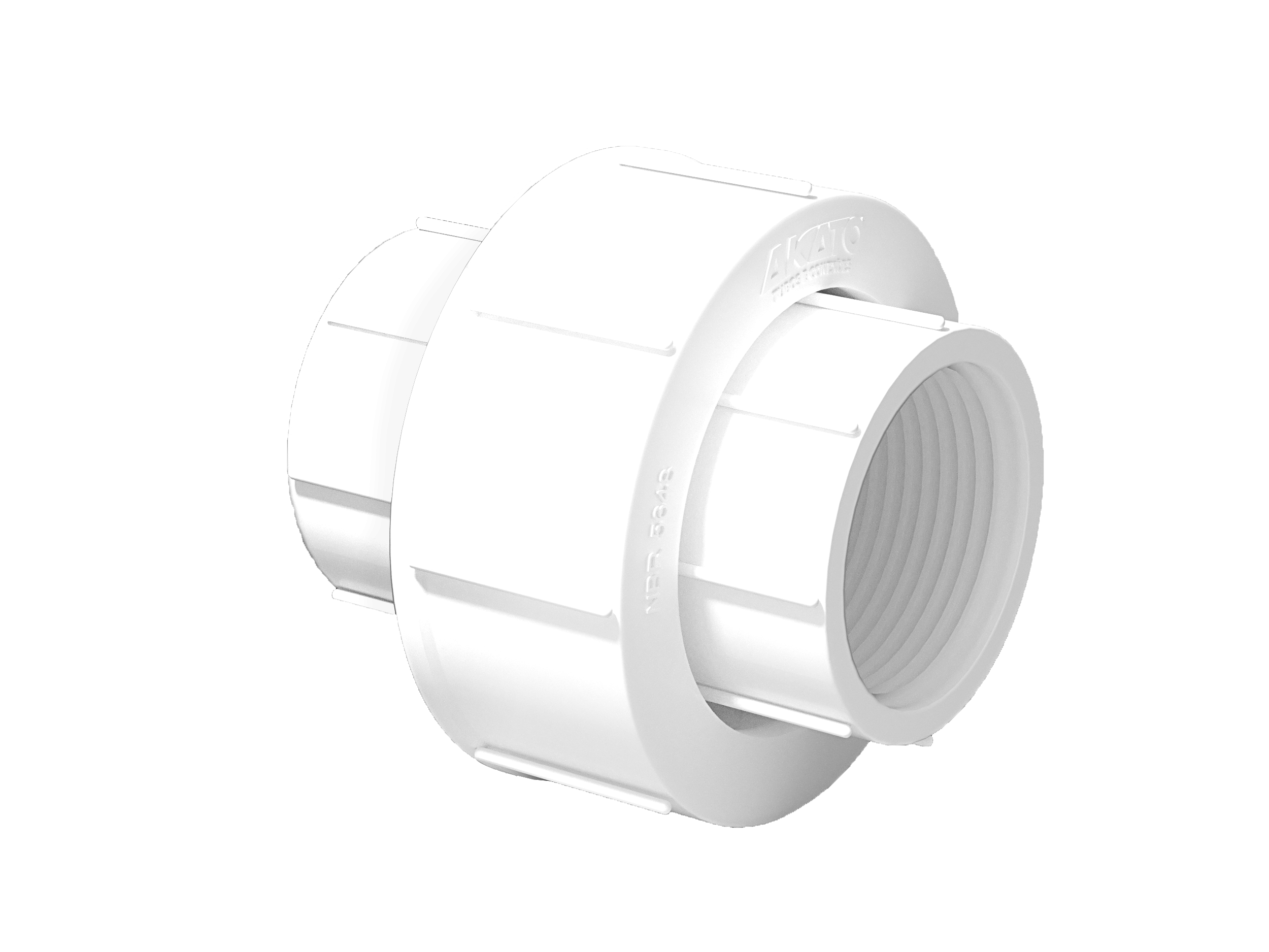 Kit com 5 uniões roscáveis 1/2" Akato em PVC branco. Conexão para tubos roscados, ideal para instalações hidráulicas. Produto original, com garantia e envio imediato.