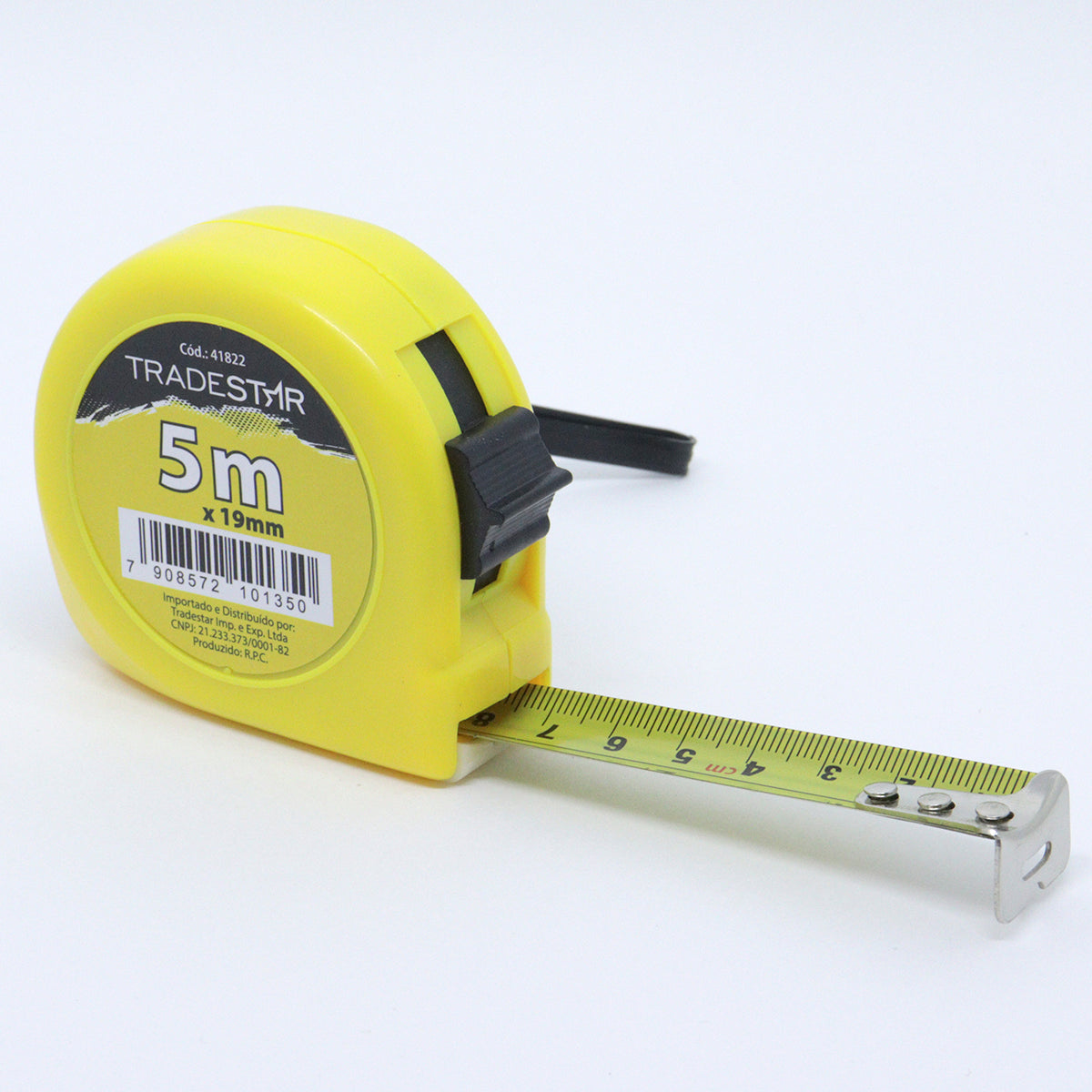 Kit com 6 Trenas ABS 5m x 19mm Tradestar, trena de bolso com fita de aço e presilha. Ideal para construção civil, marcenaria e uso geral. Ferramenta de medição precisa e durável, com graduação em cm e polegadas.