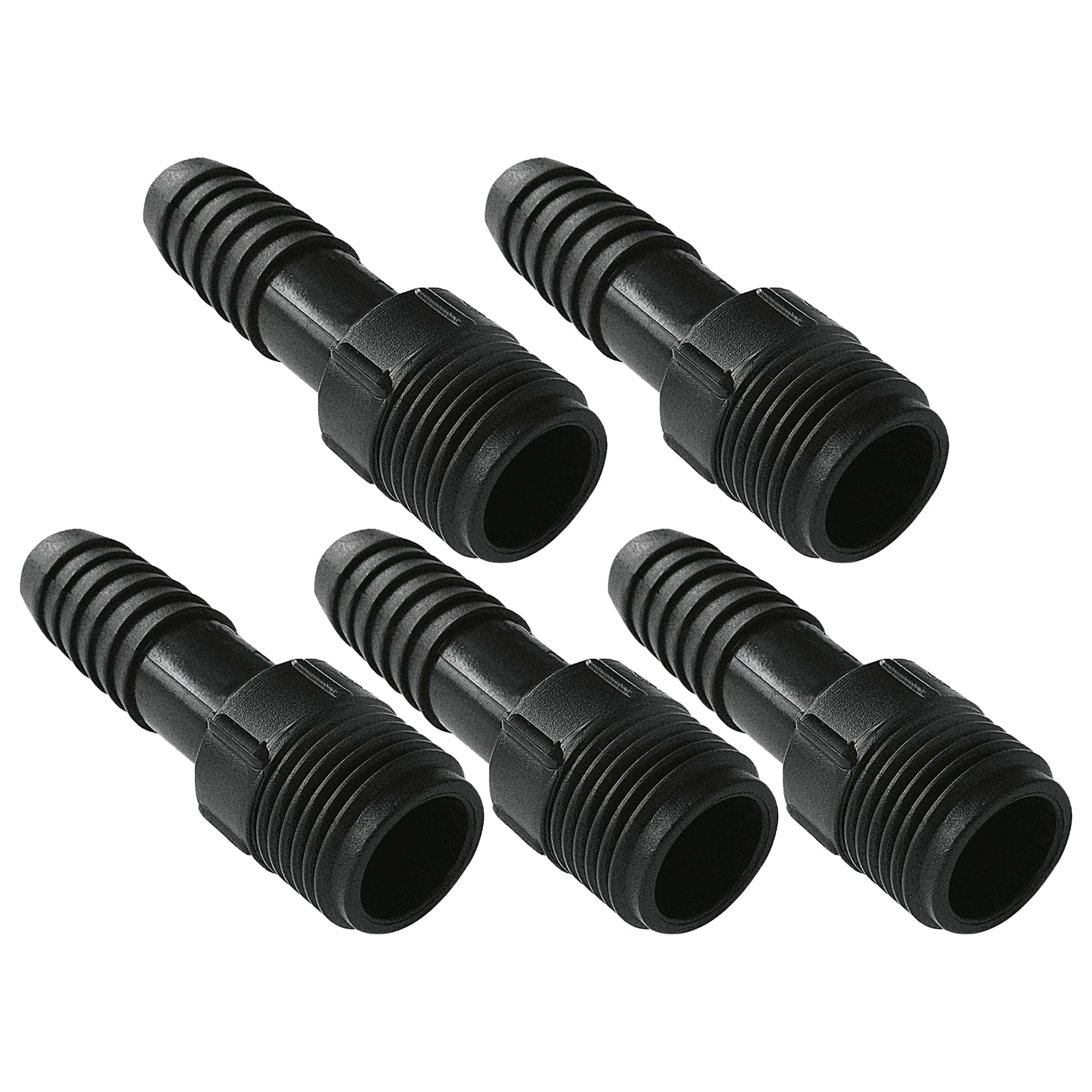 Kit com 5 adaptadores de redução interno 1/2" x 3/8" preto, feitos de polietileno. Ideal para conexões hidráulicas, proporcionando montagem segura e eficiente. Adaptador com rosca interna de 1/2 polegada e 3/8 polegadas. Kit com 5 unidades, envio imediato.
