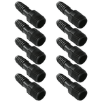 Kit com 10 adaptadores de redução interno 1/2" x 3/8" preto. Adaptadores de polietileno para conexões hidráulicas seguras e eficientes. Ideal para sistemas de encanamento e instalações que necessitam de redução de bitola.