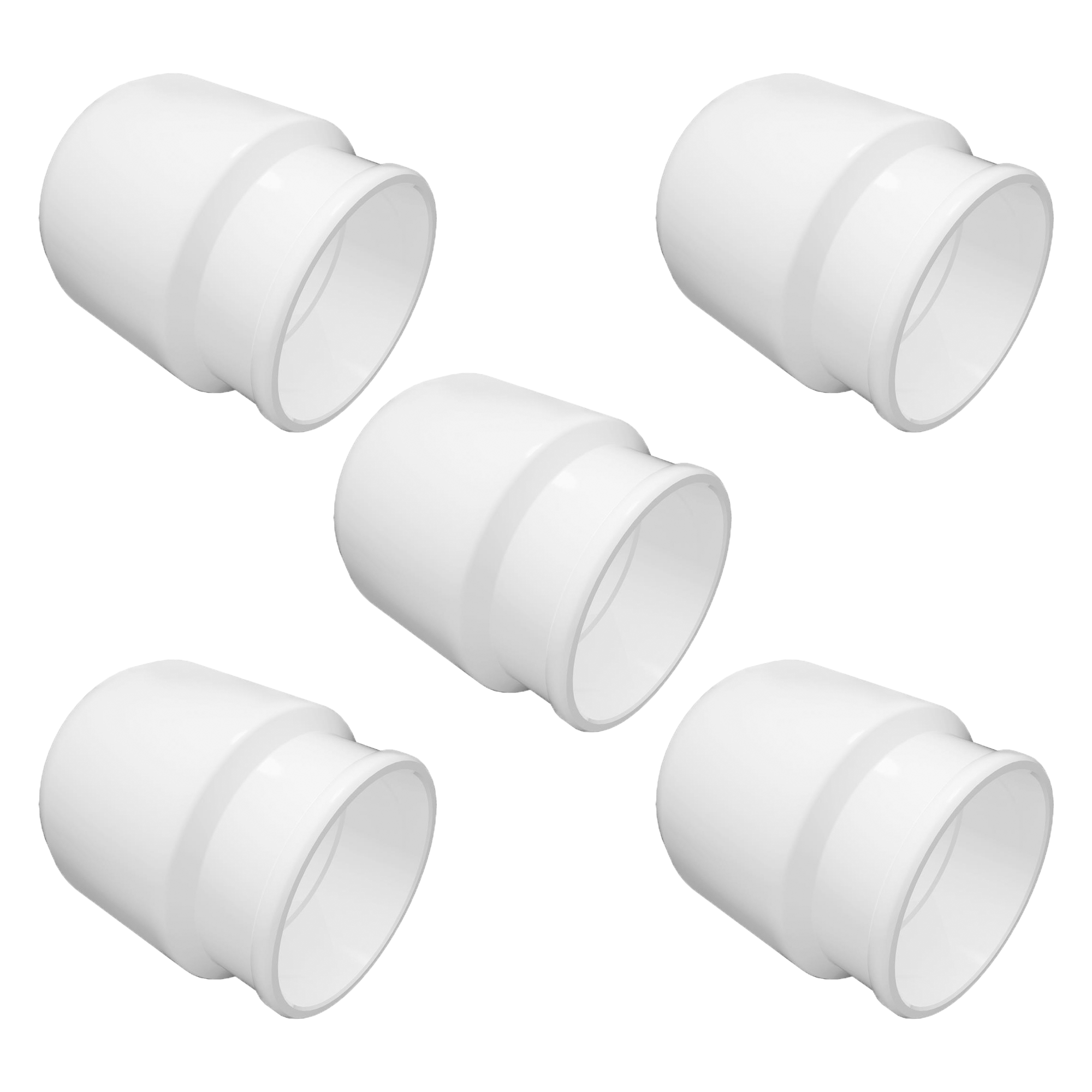 Kit com 5 Buchas de Redução SN DN50x40mm para Esgoto, ideal para conectar tubos de diferentes diâmetros em sistemas de esgoto. Peças brancas de PVC, resistentes e de fácil instalação, perfeitas para uso residencial e comercial. Produto original, com garantia e envio imediato.