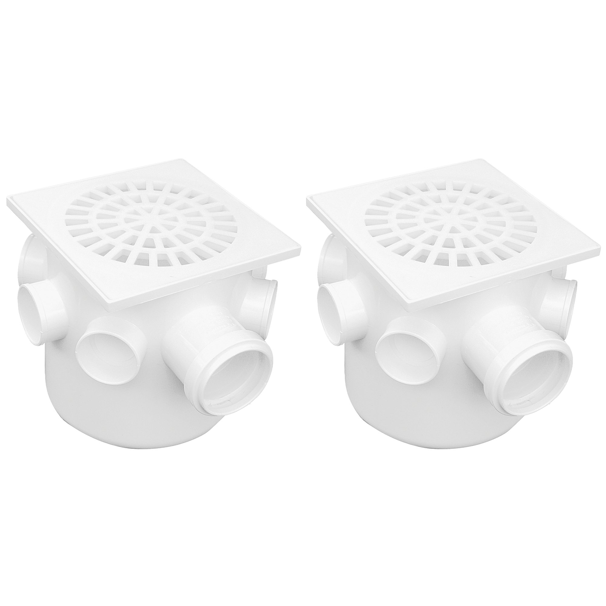 Kit com 2 Caixas Sifonadas DN150 Akato para sistema de esgoto. Cada caixa possui 5 entradas e 1 saída DN50, facilitando a instalação e otimizando o fluxo de água. Fabricadas em material resistente e durável, garantindo fácil manutenção e limpeza. Ideal para instalações hidráulicas em geral.