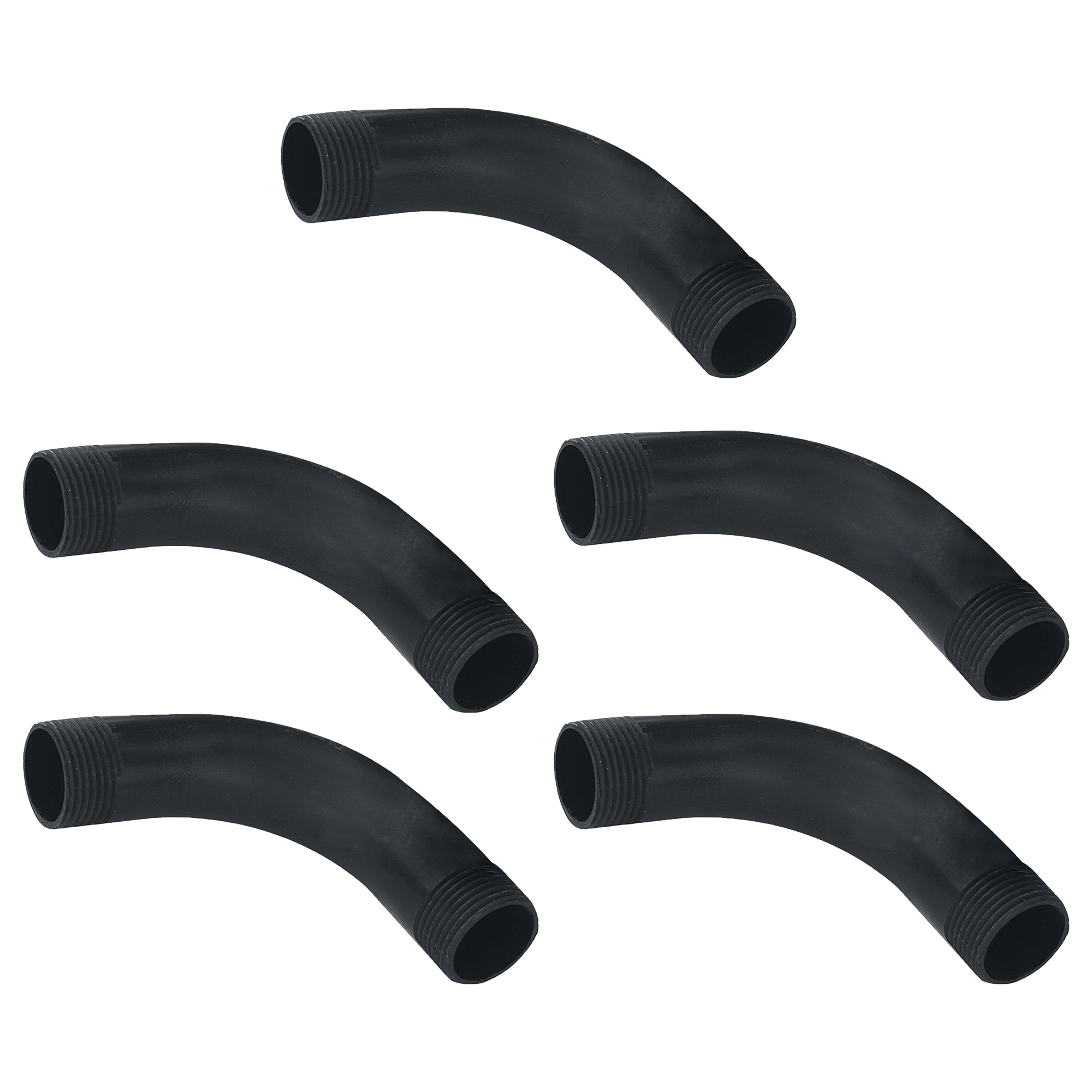 Kit com 5 curvas 90º curtas para eletroduto roscável de 3/4" Akato. Componente essencial para instalações elétricas, permitindo mudanças de direção em 90 graus. Fabricadas em material resistente e durável, com design roscável para fácil instalação. Ideal para projetos de elétrica que exigem qualidade e segurança.