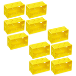 Kit com 10 caixas de luz 4x2 amarelas para embutir em paredes, ideal para instalações elétricas residenciais e comerciais. Produto original, novo e com garantia.