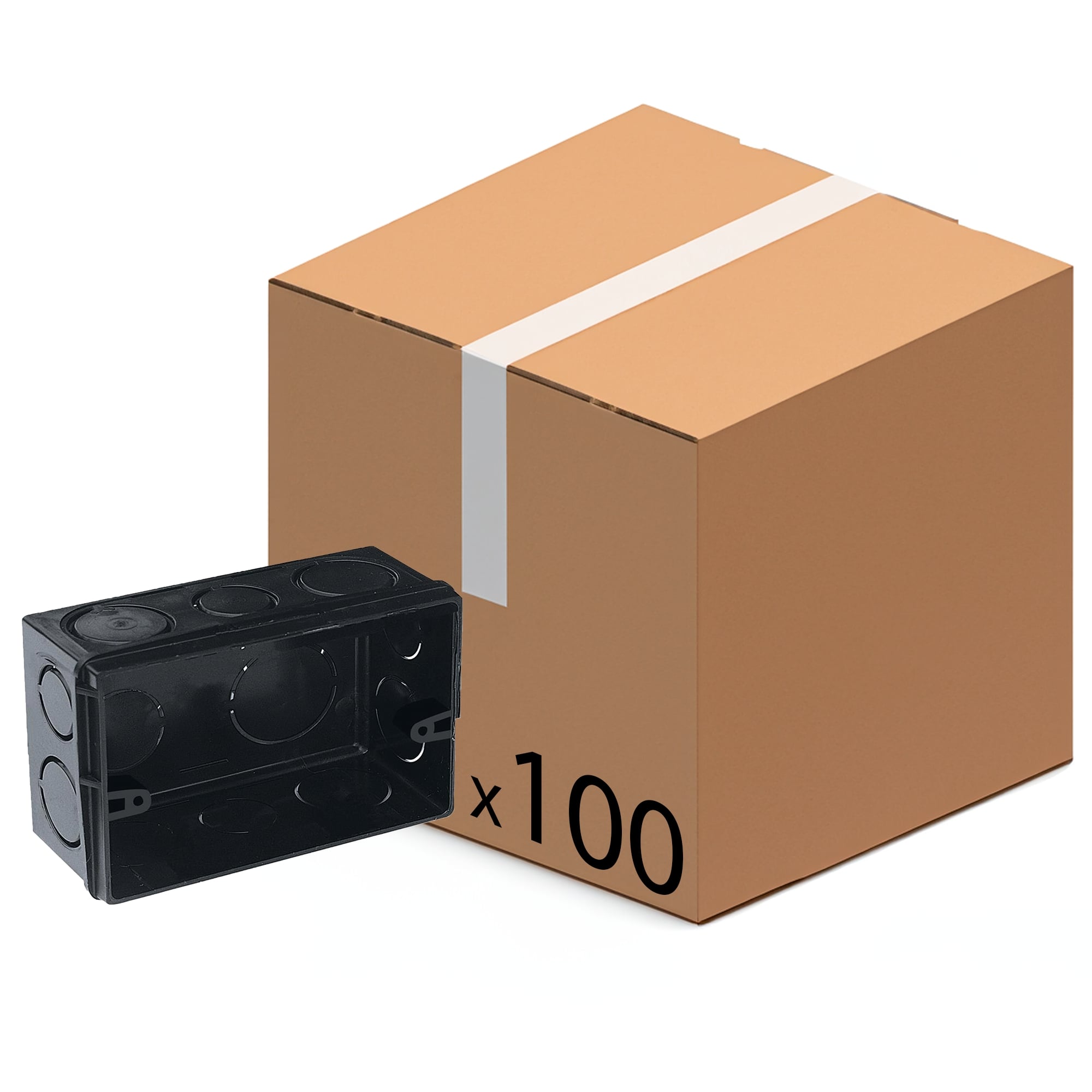 Kit com 100 Caixas de Luz 4x2 Embutir Preta - Ideal para instalações elétricas residenciais e comerciais. Caixa de embutir preta, resistente e durável. Kit com 100 unidades, envio imediato.