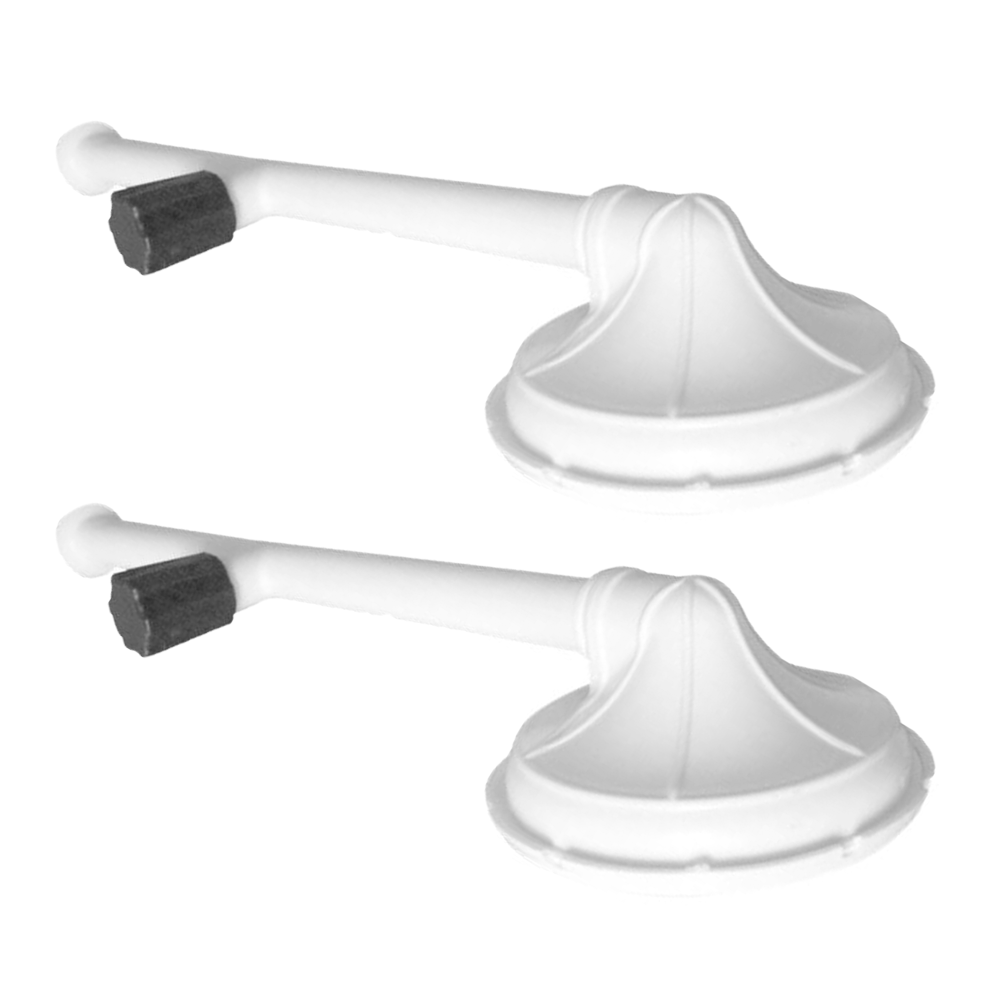 Kit com 2 chuveiros ducha de plástico branco 4" com registro Akato. Ideal para banheiros, proporcionando fluxo de água confortável e controle fácil da vazão. Design branco e durável.