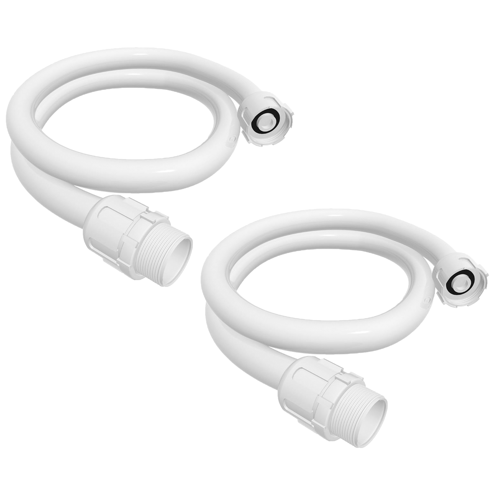 Kit com 2 engates flexíveis brancos de 1/2" x 50cm com anel deslizante, ideal para instalações hidráulicas. Peças de alta qualidade e durabilidade, com garantia e envio imediato.