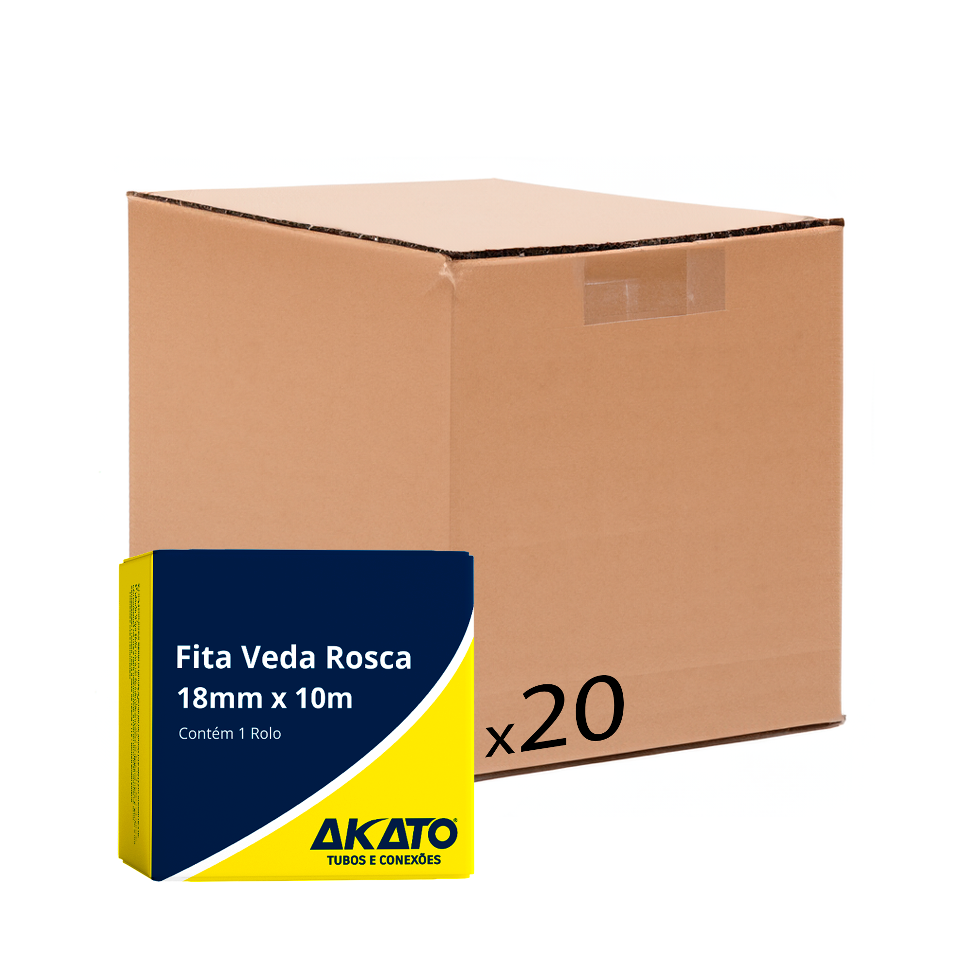 Kit com 20 fitas veda rosca Akato 18mm x 10m, ideal para vedação em instalações hidráulicas e pneumáticas. Produto original, novo e com garantia. Embalagem com 20 rolos de fita veda rosca, pronta entrega e envio imediato.