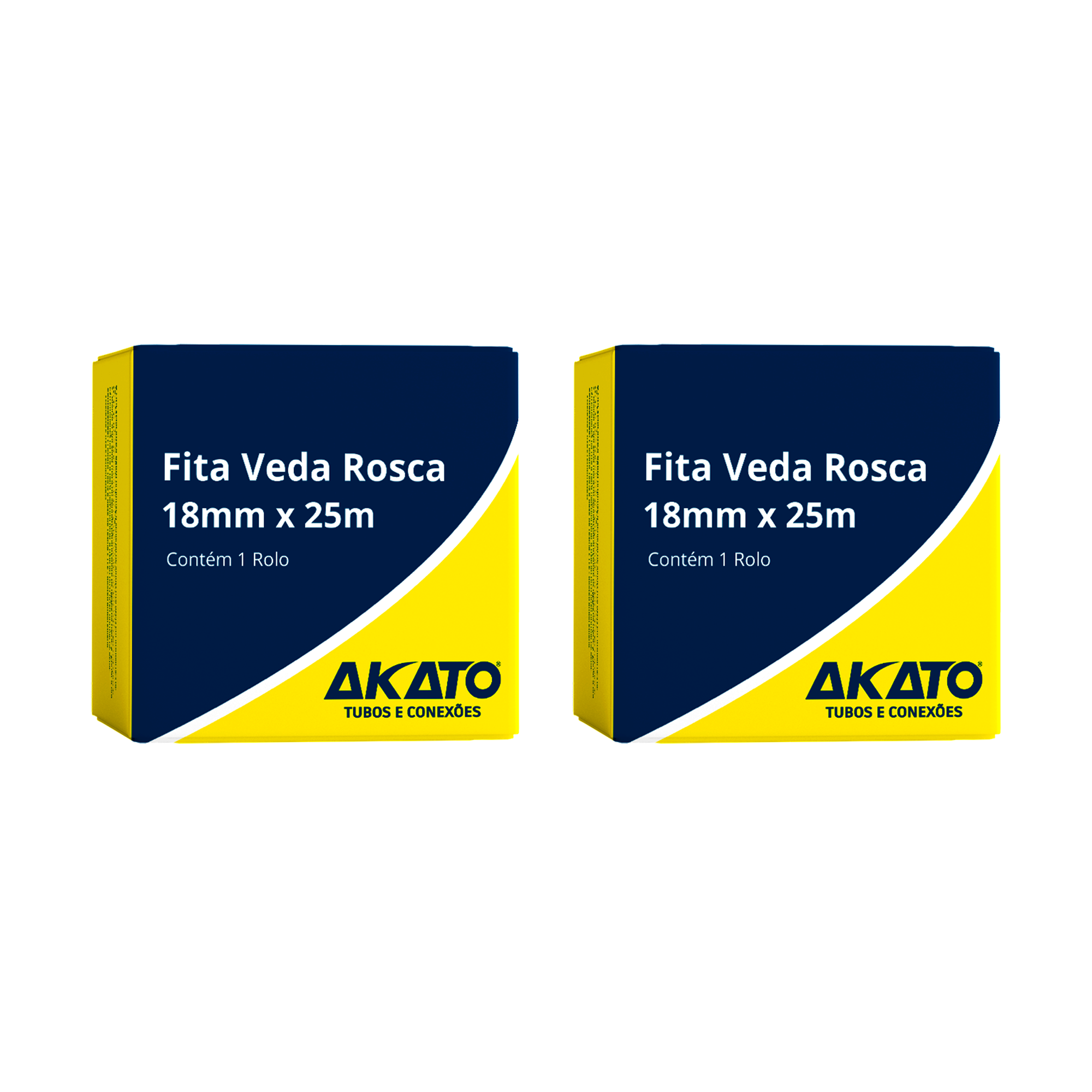 Kit com 2 fitas veda rosca Akato 18mm x 25m, ideal para vedação em instalações hidráulicas e pneumáticas. Produto original, fácil de aplicar e com garantia de 90 dias. Solução confiável para tubos e conexões.