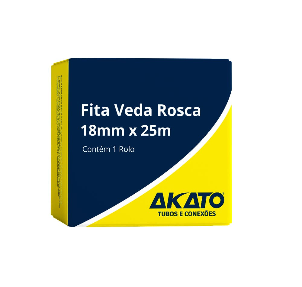 Kit com 2 Fita Veda Rosca 18mm x 25m Akato - Vedação para roscas em instalações hidráulicas e pneumáticas. Fita veda rosca de alta qualidade, fácil de aplicar e com vedação segura e duradoura. Ideal para encanamentos e conexões. Akato Tubos e Conexões.