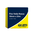 Kit com 2 Fita Veda Rosca 18mm x 25m Akato - Vedação para roscas em instalações hidráulicas e pneumáticas. Fita veda rosca de alta qualidade, fácil de aplicar e com vedação segura e duradoura. Ideal para encanamentos e conexões. Akato Tubos e Conexões.