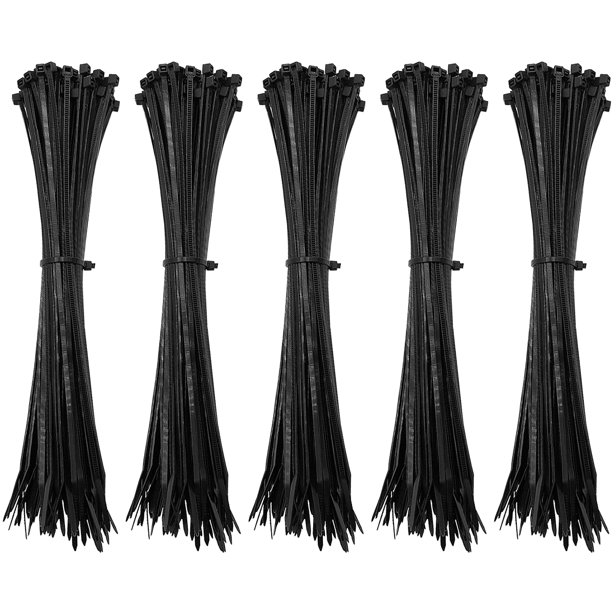 Abraçadeira de nylon preta Tradestar 2,5x200mm, pacote com 500 unidades, ideal para organizar e fixar cabos e fios em eletrônica, construção e outras aplicações. Durável, versátil e fácil de usar.