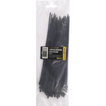 Abraçadeira de nylon preta Tradestar 2,5x200mm, pacote com 500 unidades, ideal para organizar e fixar cabos e fios em eletrônica, construção e outras aplicações. Abraçadeira enforca gato resistente e versátil.