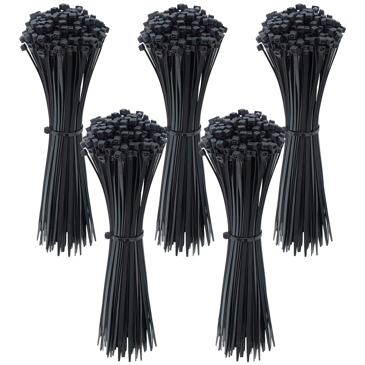 Abraçadeira de Nylon Enforca Gato 3,6x150mm Preta Tradestar com 500 unidades (5 pacotes de 100). Ideal para organizar e fixar cabos, fios e outros itens em eletrônica, construção, jardinagem e automotivo. Durável, versátil e fácil de usar.