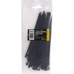 Abraçadeira de Nylon Enforca Gato Tradestar Preta 3,6x150mm com 500 unidades (5 pacotes de 100). Ideal para organizar e fixar cabos, fios e outros itens. Resistente, versátil e fácil de usar. Perfeita para eletrônica, construção, jardinagem e automotivo.