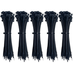 Abraçadeira de Nylon Enforca Gato 3,6x250mm Preta Tradestar com 500 unidades, ideal para organizar e fixar cabos e fios em eletrônica, construção civil, jardinagem e automotivo. Pacote com 5 maços de 100 abraçadeiras cada.