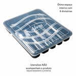 Porta Talheres Organizador com Tampa 35x30x5cm 6 Divisórias - Mantenha seus talheres organizados e protegidos. Organizador de plástico resistente com 6 compartimentos, tampa protetora e design compacto para gavetas e bancadas. Ideal para organizar talheres, utensílios de cozinha e outros itens. Dimensões: 35x30x5cm.