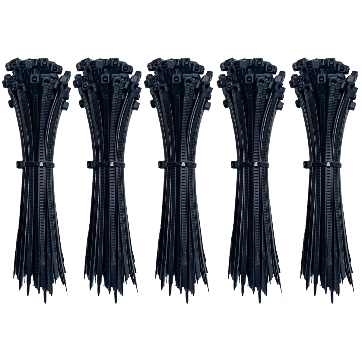 Abraçadeira de nylon preta Tradestar 3,6x300mm, ideal para organizar cabos e fios. Pacote com 500 unidades, resistente e versátil para diversas aplicações em eletrônica, construção e jardinagem.