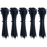 Abraçadeira de nylon preta Tradestar 3,6x300mm, ideal para organizar cabos e fios. Pacote com 500 unidades, resistente e versátil para diversas aplicações em eletrônica, construção e jardinagem.