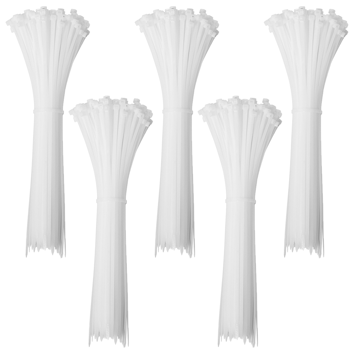 Abraçadeira de nylon enforca gato branca 4,8x300mm com 500 unidades, ideal para organizar e fixar cabos e fios. Abraçadeiras Tradestar, duráveis e versáteis para uso em eletrônica, construção, jardinagem e automotivo.