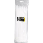 Abraçadeira de nylon enforca gato branca 4,8x300mm com 500 unidades, ideal para organizar e fixar cabos e fios. Abraçadeiras Tradestar, duráveis e versáteis para uso em eletrônica, construção e mais. Pacote com 500 unidades.