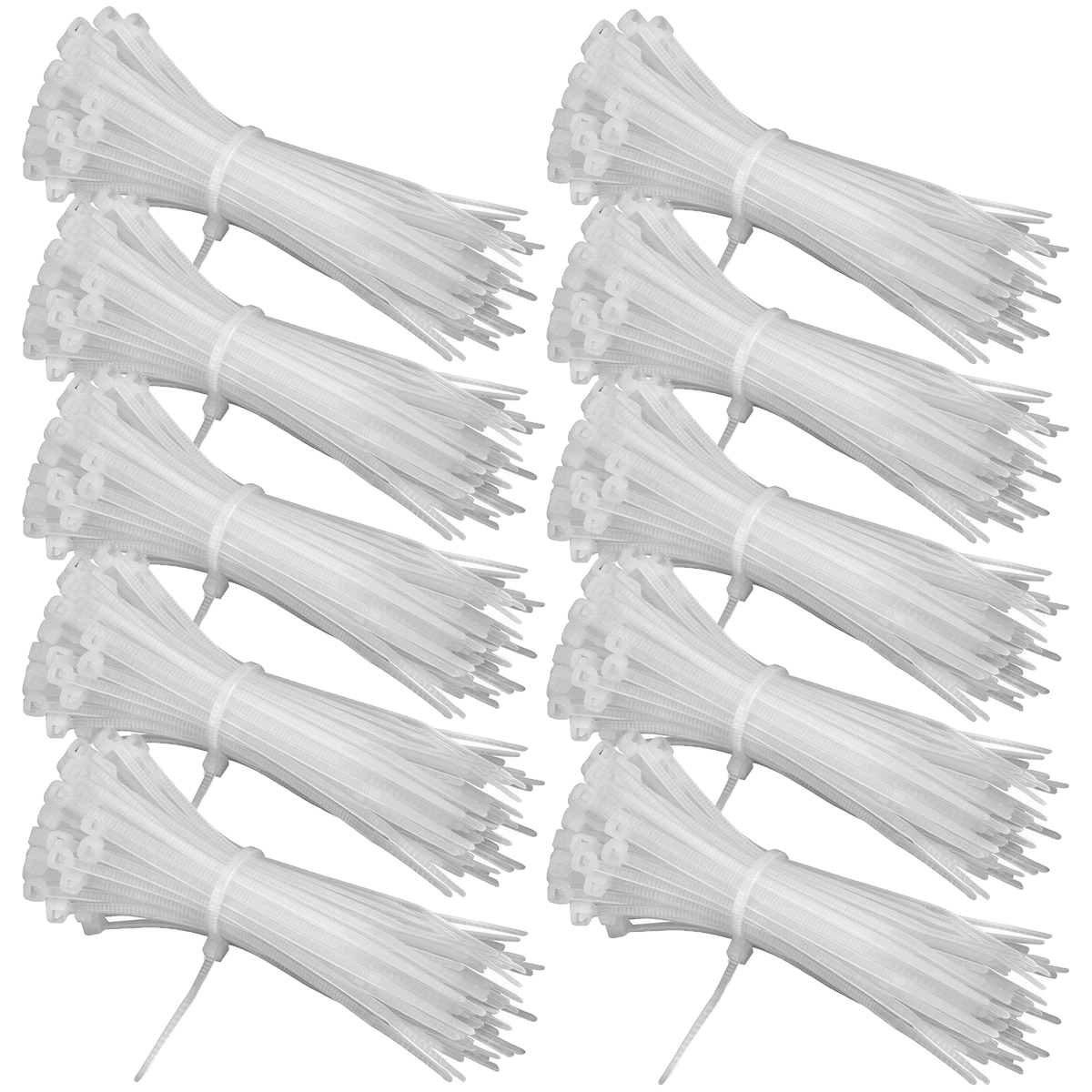 Abraçadeira de Nylon Enforca Gato 2,5x100mm Branca Tradestar - Pacote com 1000 unidades, ideal para organizar e fixar cabos e fios em eletrônica, construção civil e automotivo. Durável, versátil e fácil de usar.
