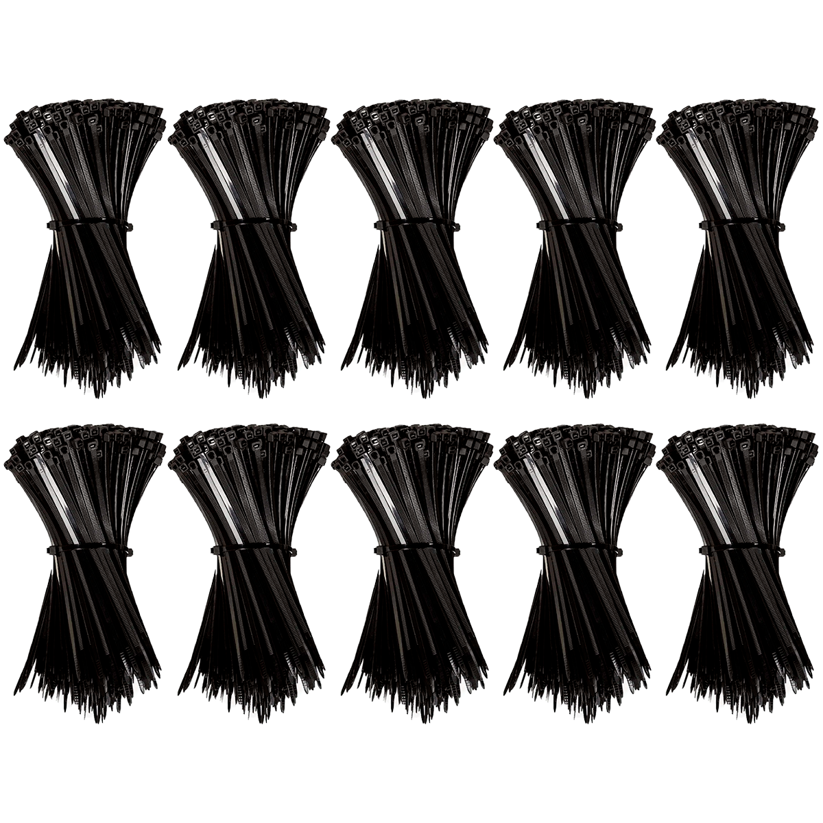 Abraçadeira de nylon preta Tradestar 2,5x150mm, pacote com 1000 unidades (10 pacotes de 100). Ideal para organizar e fixar cabos, fios e outros itens em eletrônica, construção civil, jardinagem e automotivo. Solução prática e segura para diversas aplicações.