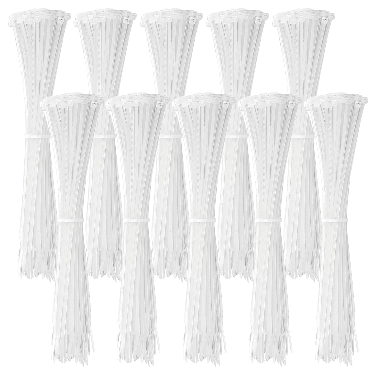 Abraçadeira de nylon branca Tradestar 2,5x200mm, pacote com 1000 unidades. Ideal para organizar e fixar cabos, fios e outros itens em eletrônica, construção civil, jardinagem e automotivo. Durável, versátil e fácil de usar.