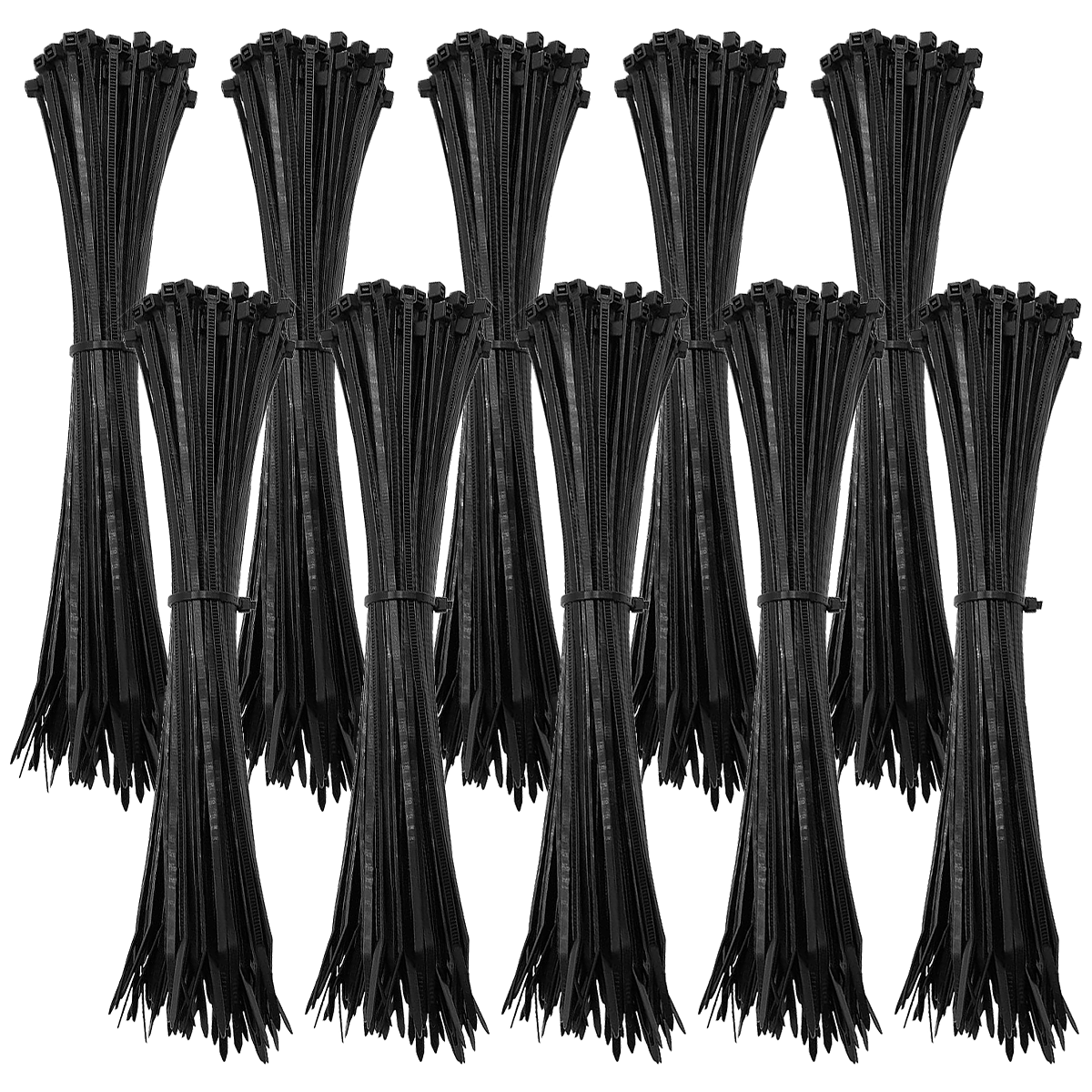 Abraçadeira de nylon preta Tradestar 2,5x200mm - Pacote com 1000 unidades. Ideal para organizar e fixar cabos, fios e outros itens em eletrônica, construção civil, jardinagem e automotivo. Durável, versátil e fácil de usar.