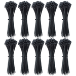 Abraçadeiras de nylon pretas Tradestar 3,6x150mm, pacote com 1000 unidades (10 pacotes de 100). Ideal para organizar e fixar cabos, fios e outros itens em eletrônica, construção civil, jardinagem e automotivo.
