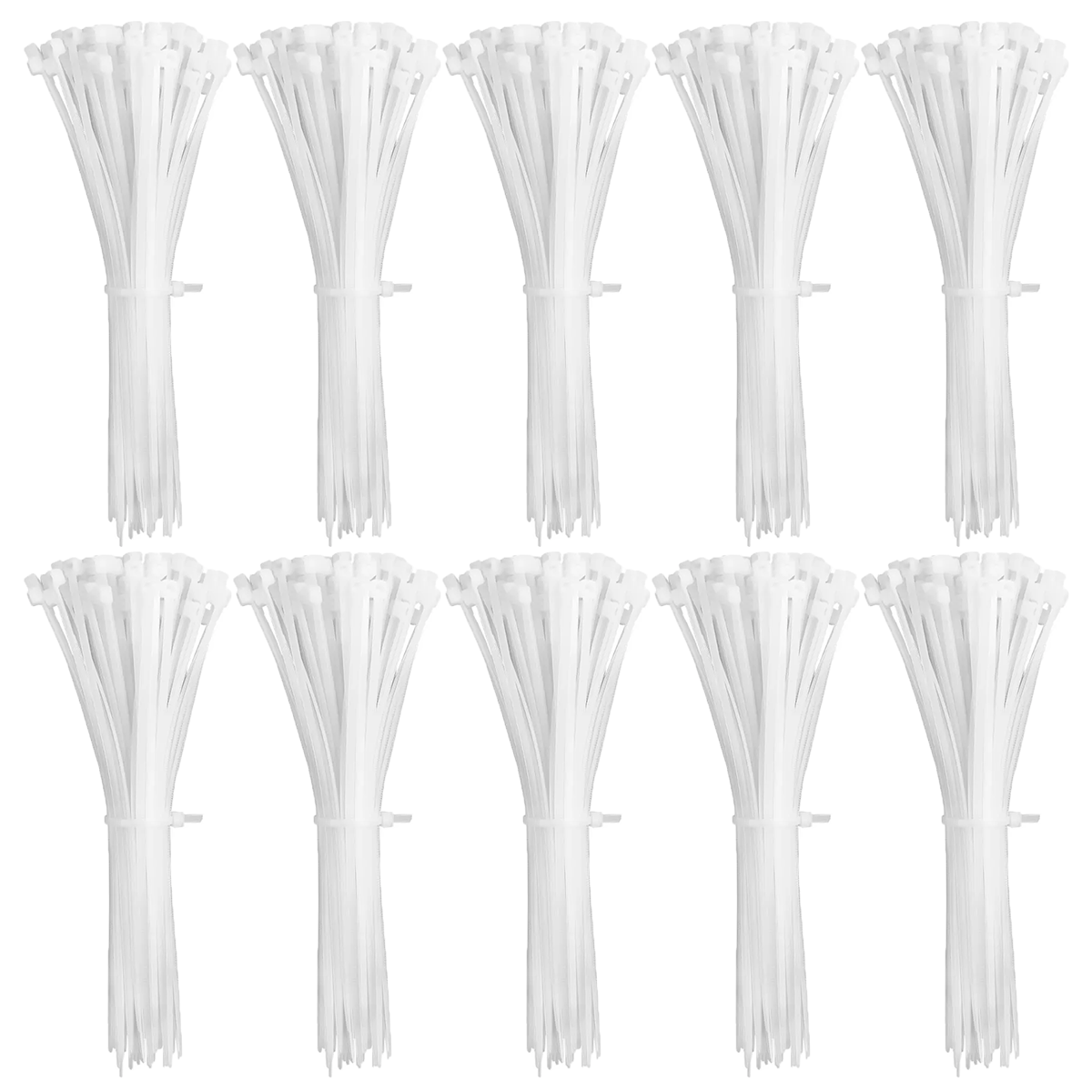 Abraçadeiras de Nylon Enforca Gato 3,6x200mm Brancas - Pacote com 1000 unidades (10 pacotes de 100) Tradestar. Ideal para organizar e fixar cabos, fios e outros itens em projetos de eletrônica, construção, jardinagem e automotivo.