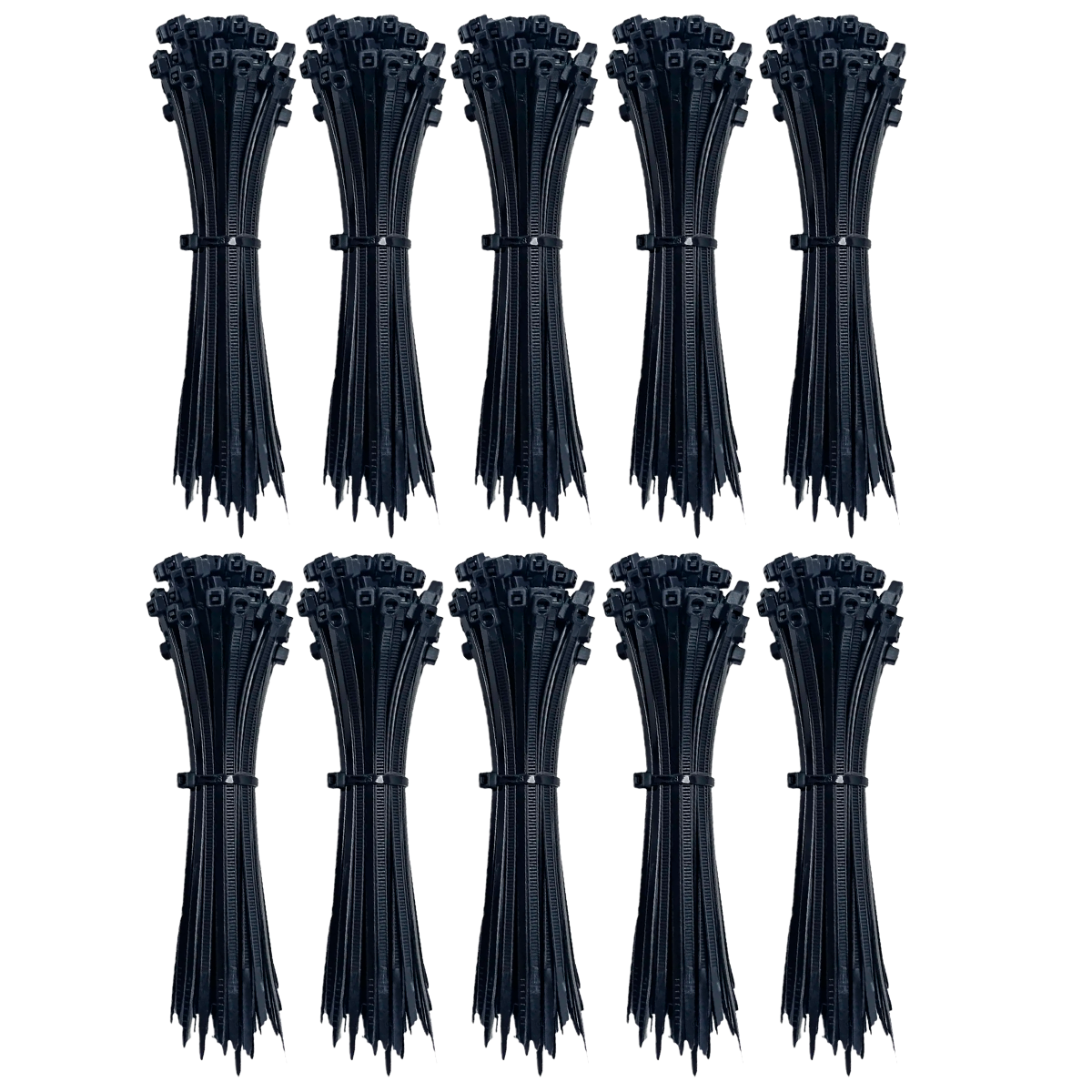 Abraçadeira de nylon preta Tradestar 3,6x300mm, pacote com 1000 unidades (10 pacotes de 100). Ideal para organizar e fixar cabos, fios e outros itens em eletrônica, construção, jardinagem e automotivo.