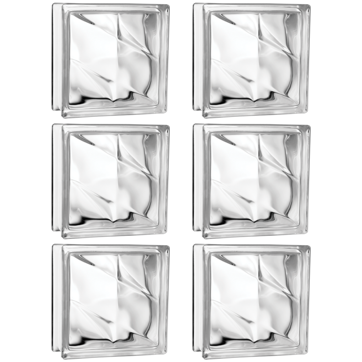 Kit 6 Tijolos Bloco de Vidro Raio Crystal 19x19x8 Tradestar - Blocos de vidro transparentes para construção e decoração, ideais para paredes, divisórias e ambientes que buscam luminosidade e design moderno.