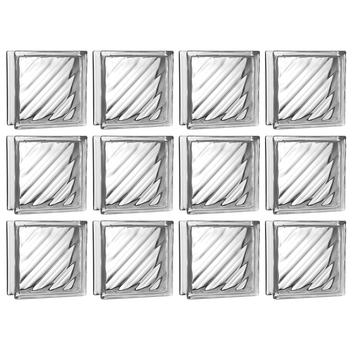 Kit 12 Tijolos Bloco de Vidro Ondulado 19x19x8 Tradestar - Blocos de vidro transparentes e ondulados, ideais para divisórias, paredes e fachadas, proporcionando claridade e design moderno para ambientes internos e externos.