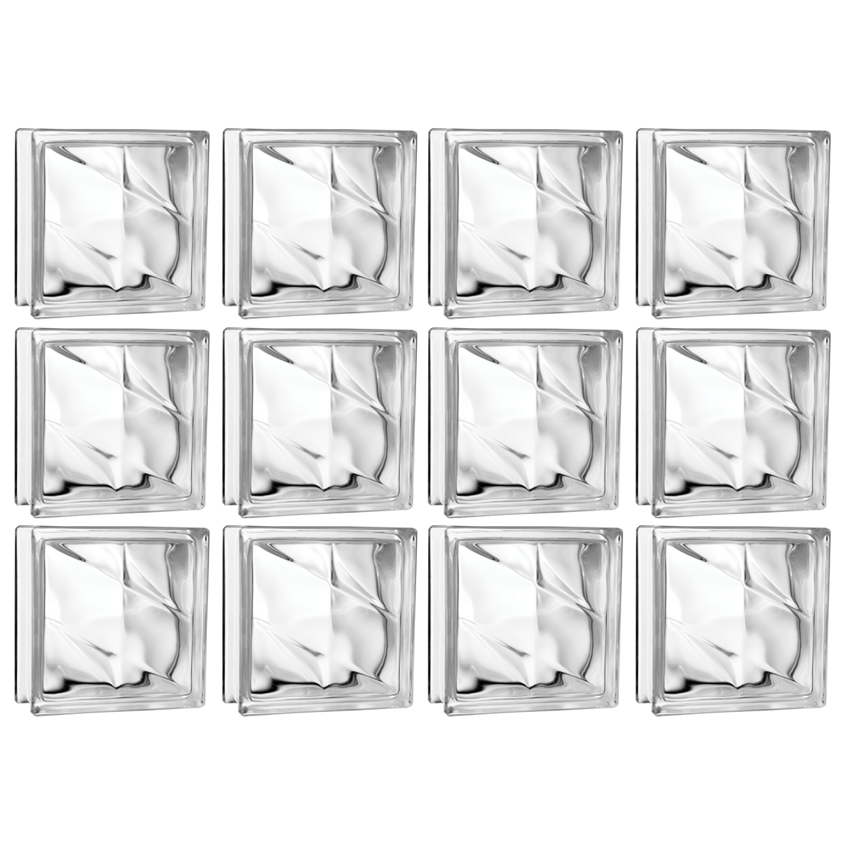 Kit 12 Tijolos Bloco de Vidro Raio Crystal 19x19x8 Tradestar - Blocos de vidro transparentes para construção e decoração, ideais para paredes, divisórias e ambientes que buscam claridade e design moderno. Kit com 12 unidades, perfeito para projetos residenciais e comerciais.