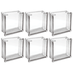 Kit 6 Blocos de Vidro Incolor Tradestar 19x19x8cm com furo - Ideal para divisórias, paredes e decoração de ambientes, proporcionando claridade e design moderno.