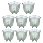 Kit 8 Blocos de Vidro Canto para Acabamento Tradestar 19x19x8cm - Ideal para cantos de 90 graus, proporcionando um acabamento sofisticado em projetos de construção e design de interiores. Blocos de vidro transparentes, perfeitos para divisórias, fachadas e áreas internas, permitindo a entrada de luz natural e mantendo a privacidade.