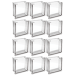 Kit 12 Blocos de Vidro Incolor Tradestar 19x19x8cm com furo, ideal para divisórias, paredes e projetos de design de interiores e exteriores. Blocos de vidro transparentes para iluminação e decoração.
