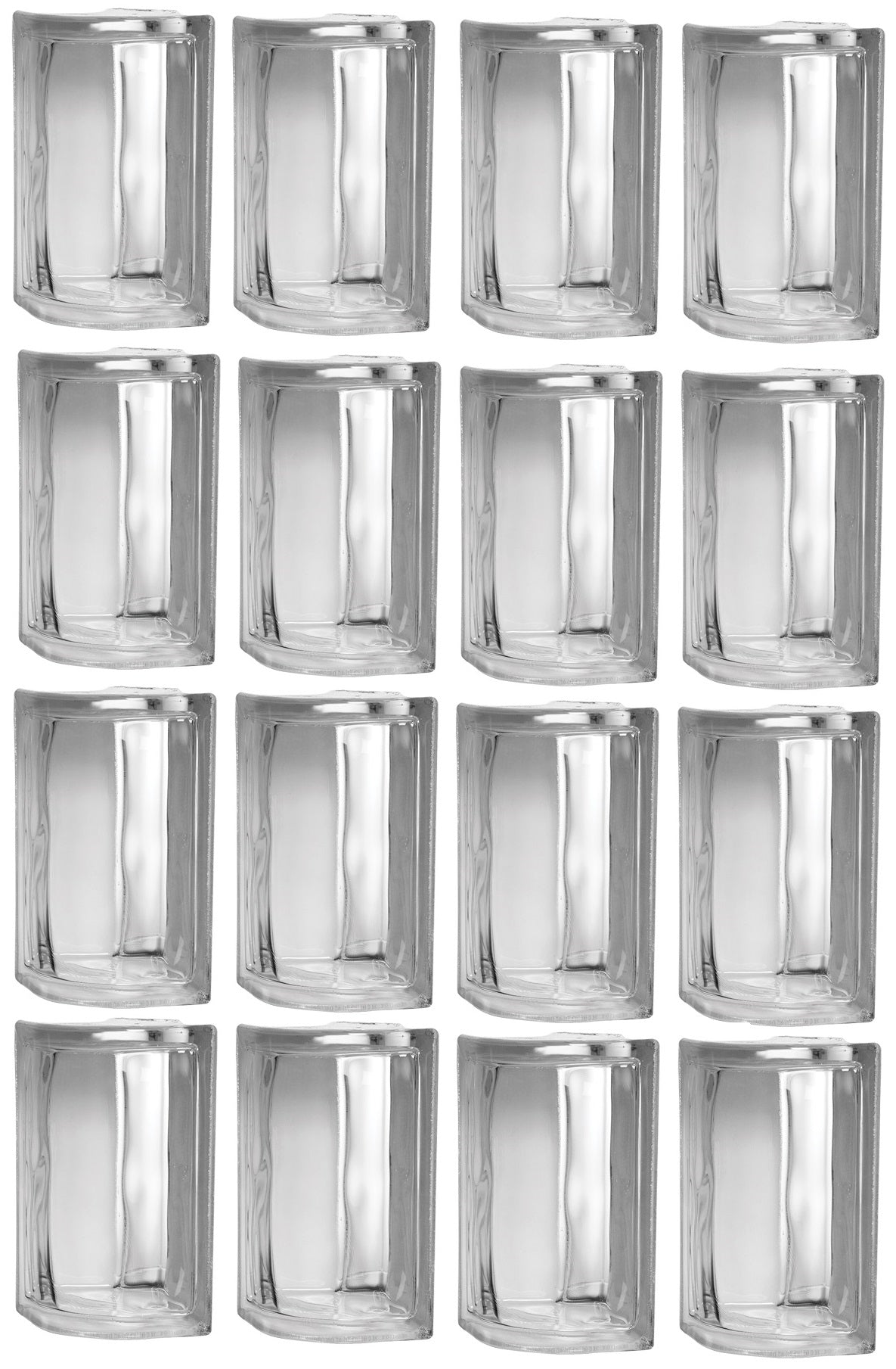 Kit 16 Blocos de Vidro Canto para Acabamento 19x19x8 Tradestar - Blocos de vidro transparentes em formato de canto, ideais para divisórias, fachadas e projetos de design de interiores. Kit com 16 unidades, proporcionando um acabamento elegante e funcional.