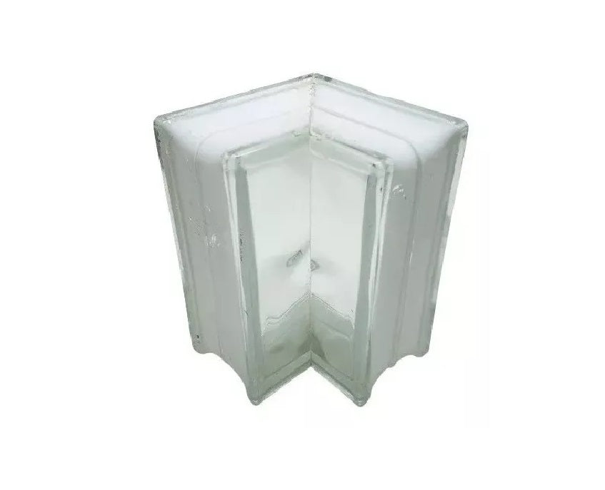 Kit 16 Blocos de Vidro Canto para Acabamento 19x19x8 Tradestar - Bloco de vidro canto transparente, ideal para acabamento em cantos de 90 graus em projetos de construção e design de interiores. Perfeito para divisórias, fachadas e áreas que necessitam de luz natural e privacidade.