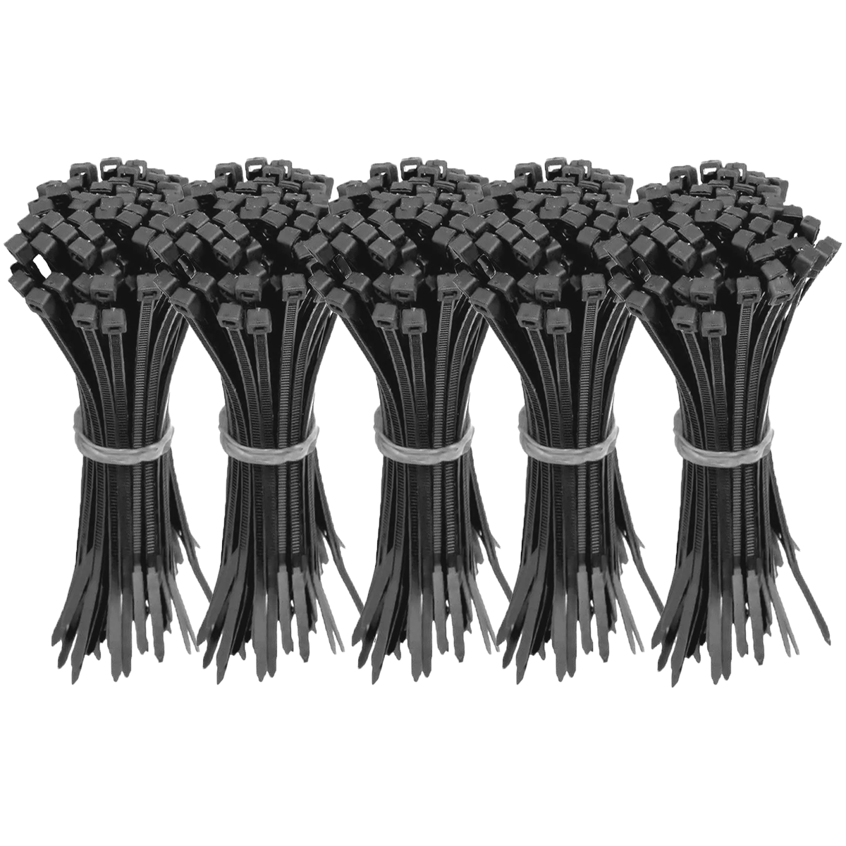 Abraçadeira de nylon preta Tradestar 2,5x100mm, pacote com 500 unidades, ideal para organizar e fixar cabos e fios em eletrônica, construção, jardinagem e automotivo. Durável, versátil e fácil de usar.