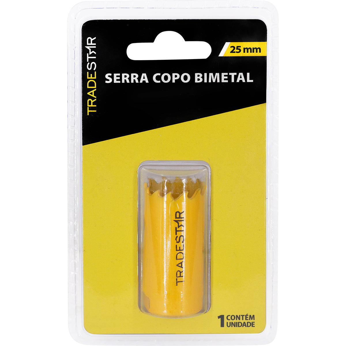 Kit Serra Copo Bimetal Tradestar para corte em metal, madeira, plástico e gesso. Kit com 3 serras copo de 25mm, 51mm e 60mm. Ferramenta ideal para uso profissional e industrial.