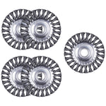 Kit 5 Escova Aço Industrial Fio Torcido 5' 125MM 22,23MM - Escovas circulares de aço torcido para limpeza de metal, remoção de ferrugem e resíduos. Ideal para esmerilhadeiras e uso industrial. Tradestar.
