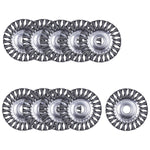 Kit 10 Escova Aço Industrial Fio Torcido 5' 125MM 22,23MM - Escovas circulares de aço torcido para esmerilhadeira, remoção de ferrugem e limpeza de metal. Ideal para oficinas e indústrias. Tradestar.