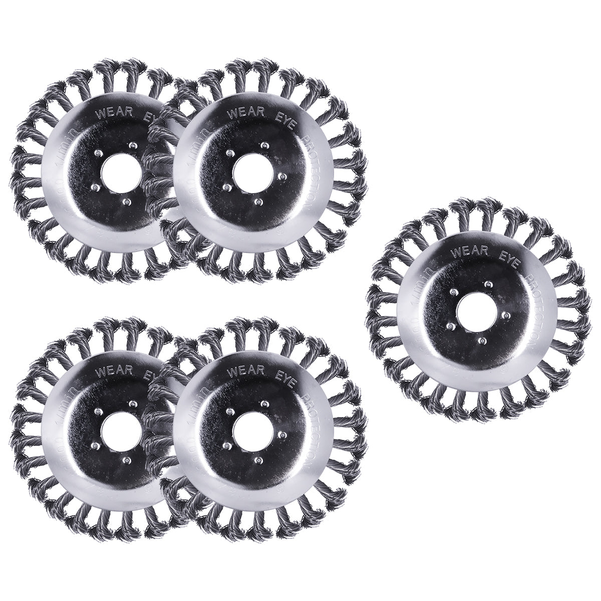 Kit 5 Escovas Para Roçadeira Stihl Disco Universal 6 Pol - Escova de aço torcido para limpeza de áreas pavimentadas, remoção de gramas e musgos. Ideal para roçadeiras, uso profissional em concreto, asfalto e pavers. 6 polegadas, 10.000 RPM.
