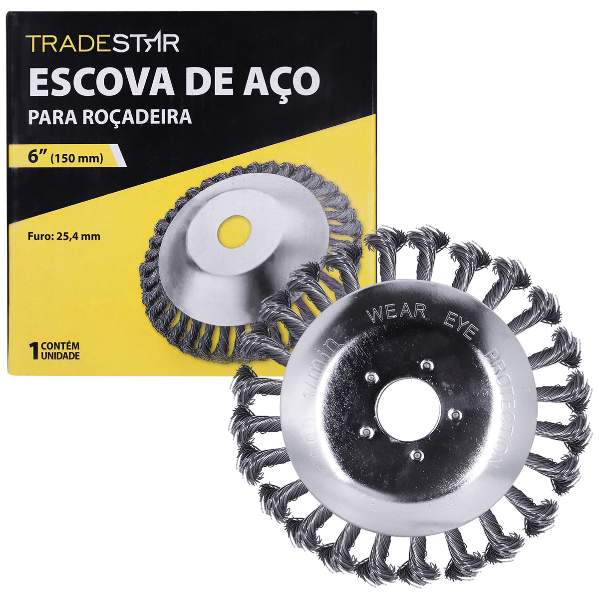 Kit 5 Escovas Para Roçadeira Stihl Disco Universal 6 Pol - Escova de aço torcido para limpeza de áreas pavimentadas, remoção de gramas e musgos. Ideal para roçadeiras, uso profissional em concreto, asfalto e pavers. 6 polegadas, 10.000 RPM.
