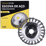 Kit 5 Escovas Para Roçadeira Stihl Disco Universal 6 Pol - Escova de aço torcido para limpeza de áreas pavimentadas, remoção de gramas e musgos. Ideal para roçadeiras, uso profissional em concreto, asfalto e pavers. 6 polegadas, 10.000 RPM.