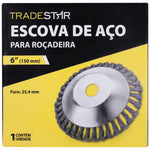 Kit 5 Escovas Para Roçadeira Stihl Disco Universal 6 Pol - Escova de aço torcido para limpeza de áreas pavimentadas, remoção de gramas e musgos. Ideal para roçadeiras, uso profissional em concreto, asfalto e pavers. 6 polegadas, 10.000 RPM.
