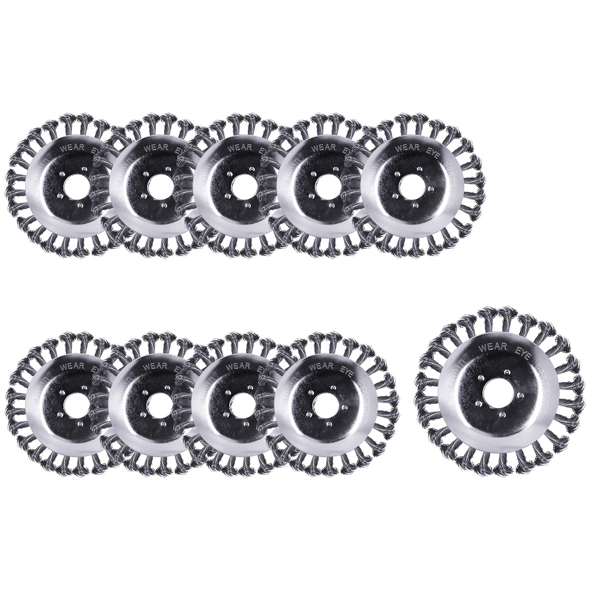 Kit 10 Escovas Para Roçadeira Stihl Disco Universal 6 Pol - Escova de aço torcido para limpeza de áreas pavimentadas, remoção de gramas e musgos. Ideal para roçadeiras, uso em concreto, asfalto e pavers. Diâmetro 6 polegadas (150mm).