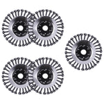Kit 5 Escovas Para Roçadeira Stihl Disco Universal 8 Pol Tradestar - Escova de aço para limpeza de áreas pavimentadas, ideal para jardinagem e manutenção urbana. Remove grama, musgos e detritos. Diâmetro 8 polegadas, 200mm. Kit com 5 unidades.